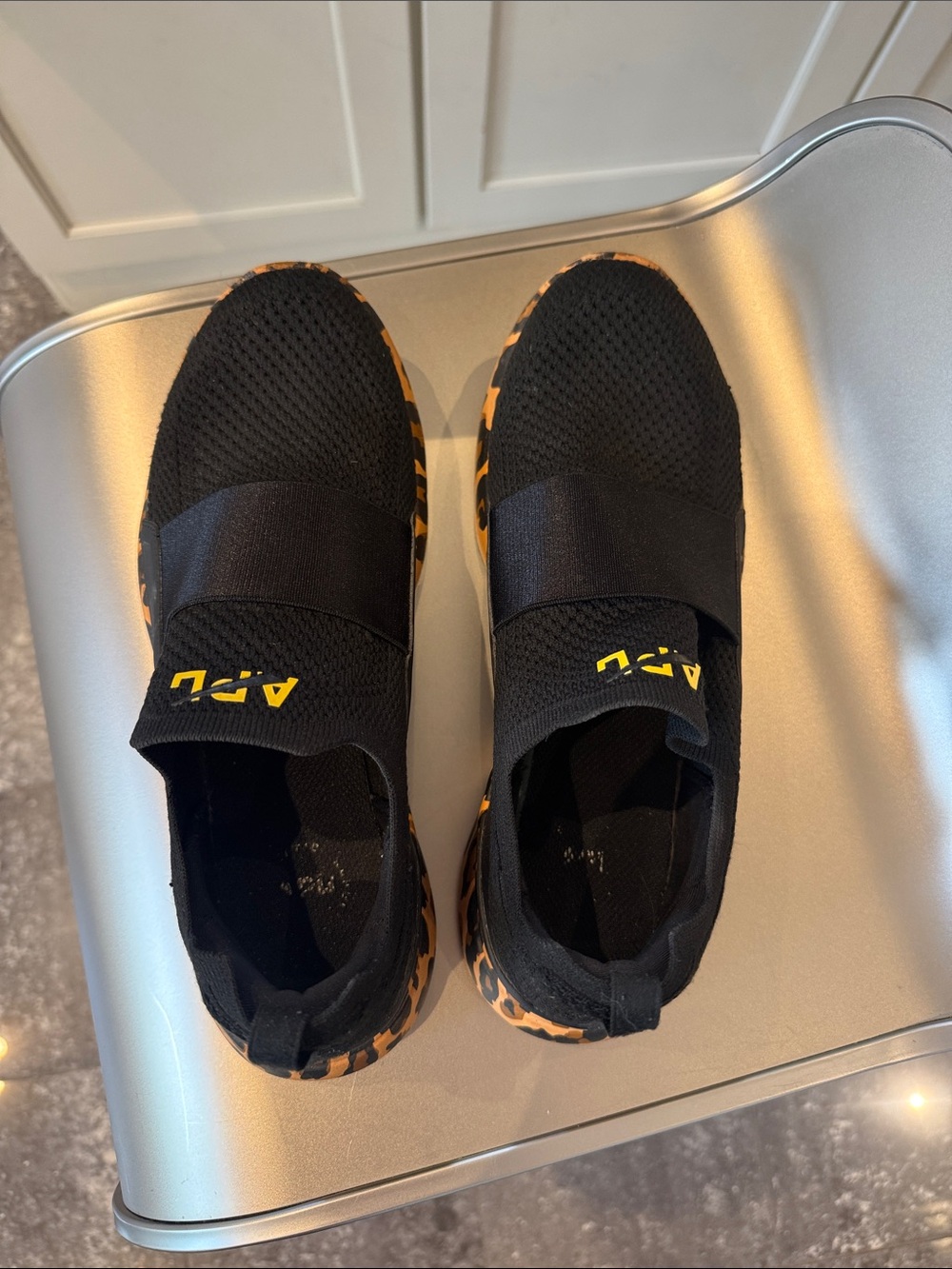 APL Black Slip-On Sneakers with Yellow Logo and Leopard Accent - Picture 6 of 8